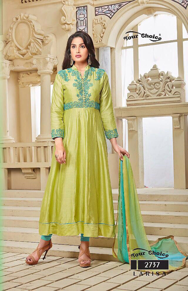 Lime Embroidered Anarkali Set