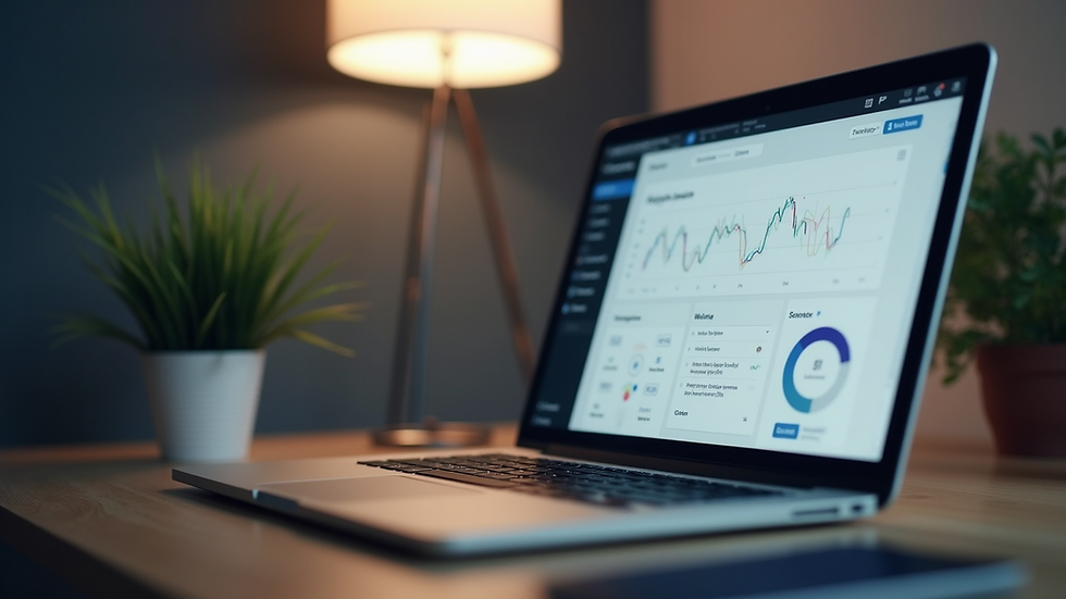 Close-up view of a laptop screen showing a WordPress dashboard