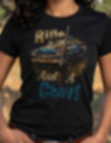 Rifle And A Chevy Western Tee detail showing bold distressed typography and vintage western graphic design