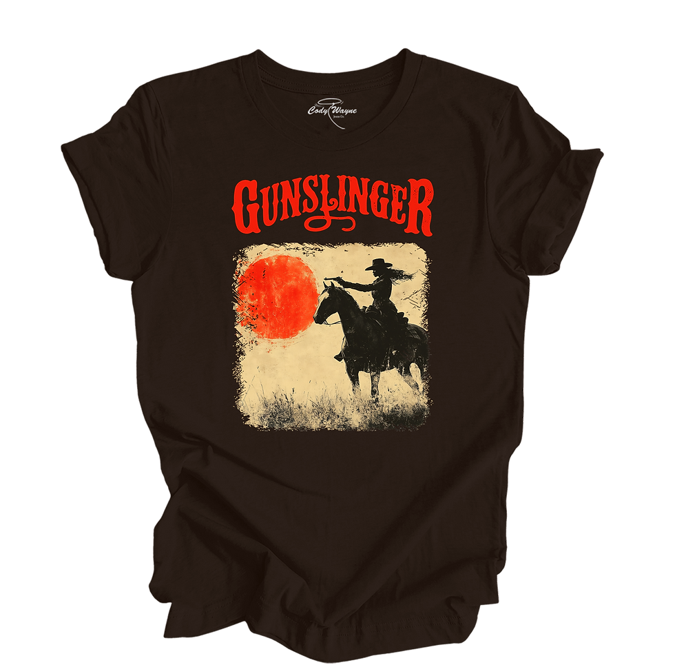 Thumbnail: Lady Gunslinger SS Tee — Black Cowgirl Western Graphic Tee