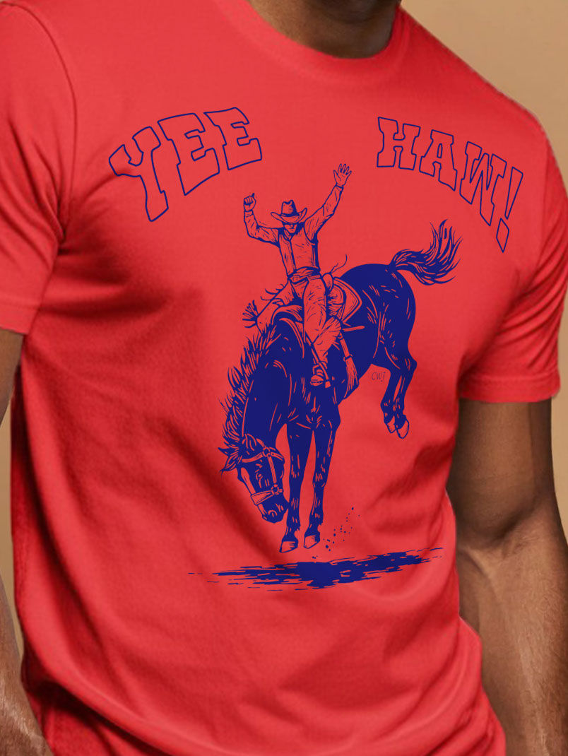 Wild Horse Western Graphic Tee design detail showing bold wild horse western graphic and powerful distressed typography