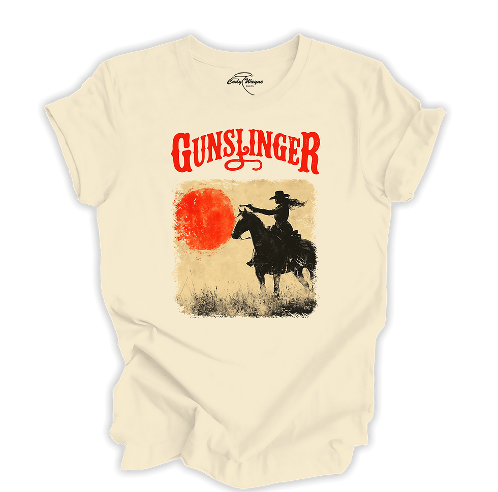 Thumbnail: Lady Gunslinger SS Tee — Black Cowgirl Western Graphic Tee