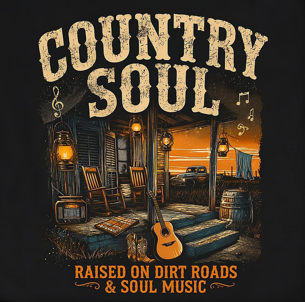 Thumbnail: Country Nights Country Soul Tee flat lay showing full front country nights graphic design