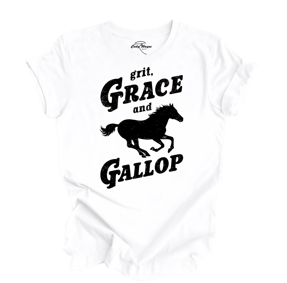 Thumbnail: Grit Grace and Gallop SS Tee — Black Cowgirl Graphic Tee