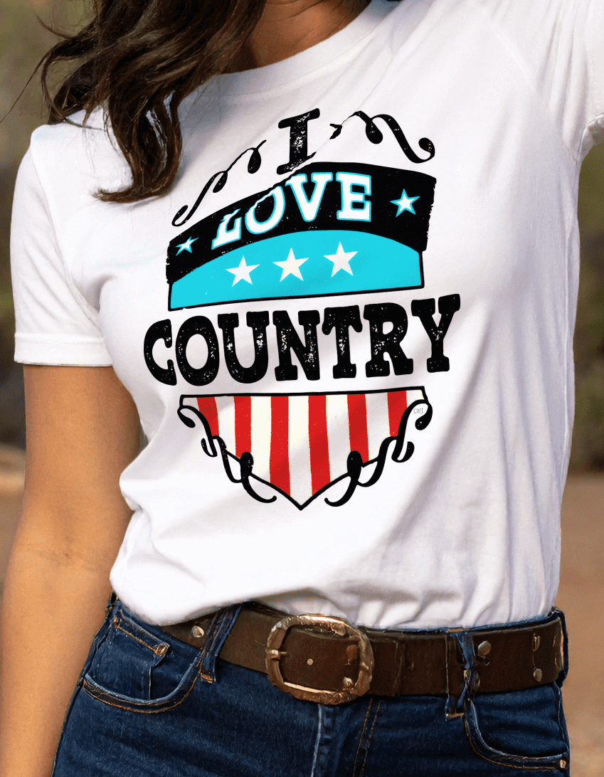I Love Western Graphic Tee design detail showing bold western love graphic and clean expressive typography