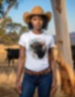 Rugged By Nature Western Graphic Tee worn by melanated male model, modern Black cowboy rugged graphic tee
