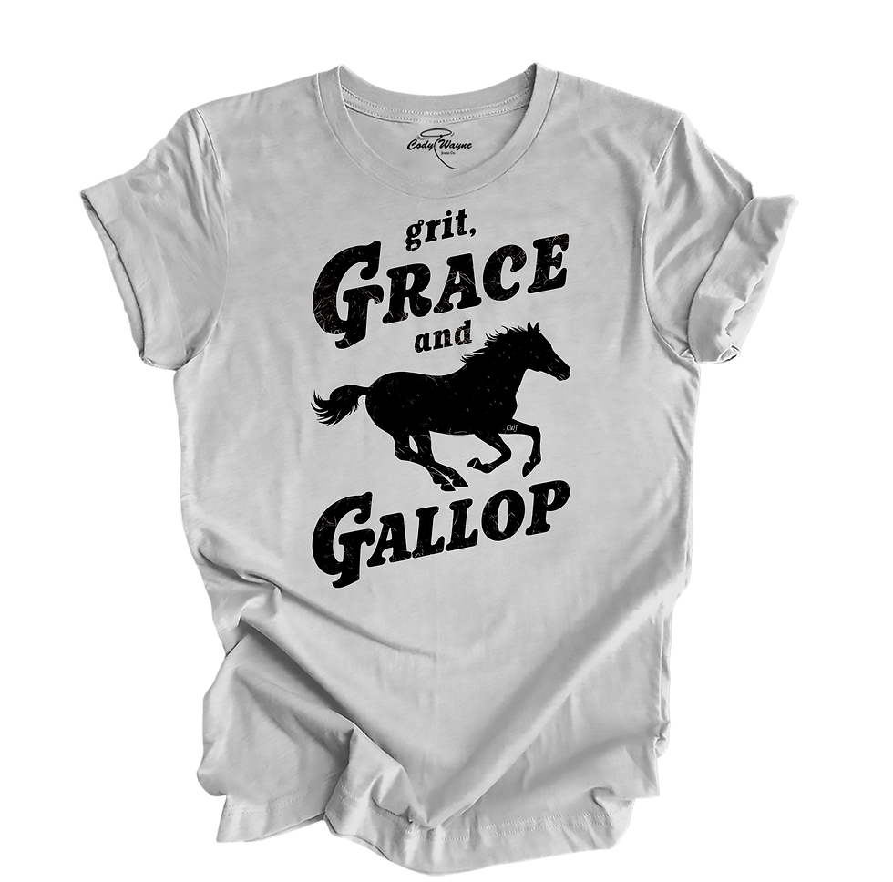 Thumbnail: Grit Grace and Gallop SS Tee — Black Cowgirl Graphic Tee