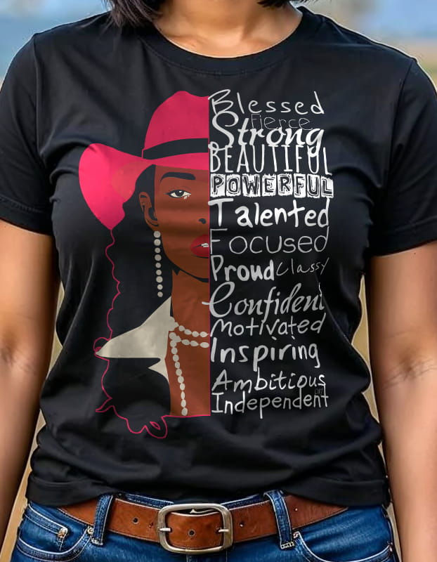Strength N Words Western Graphic Tee detail showing bold distressed imagery and powerful female typography