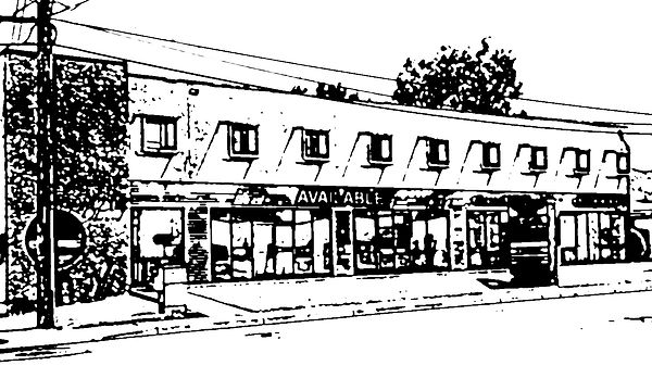 black and white image of pharmacy