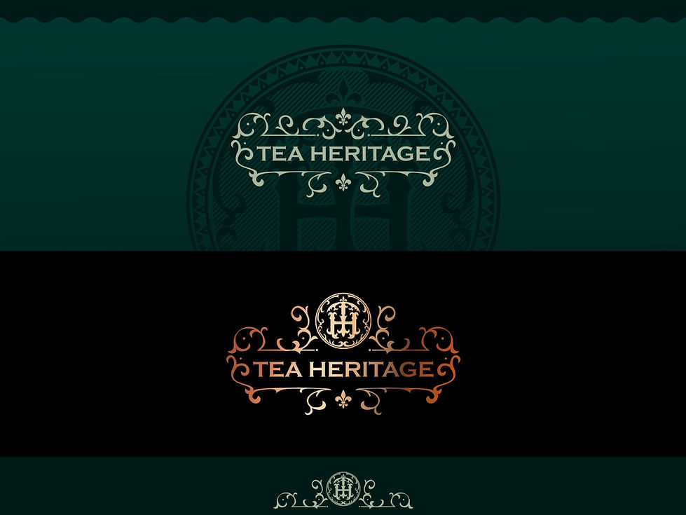 tea brand monogram logo, classic tea identity design