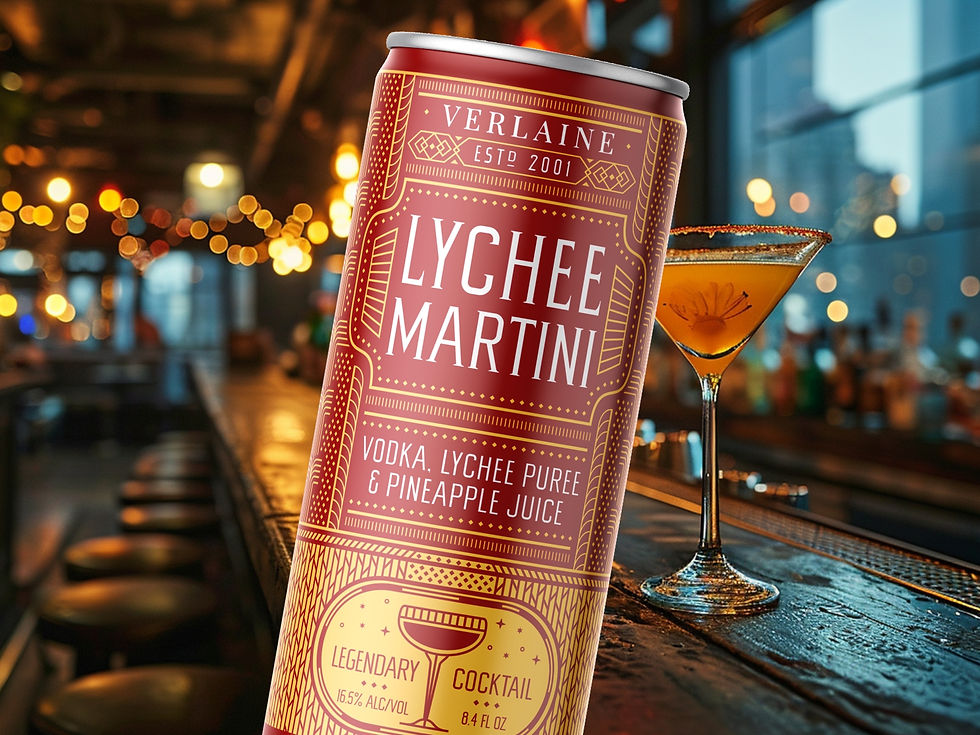 cocktail can design, RTD packaging design, art deco beverage branding