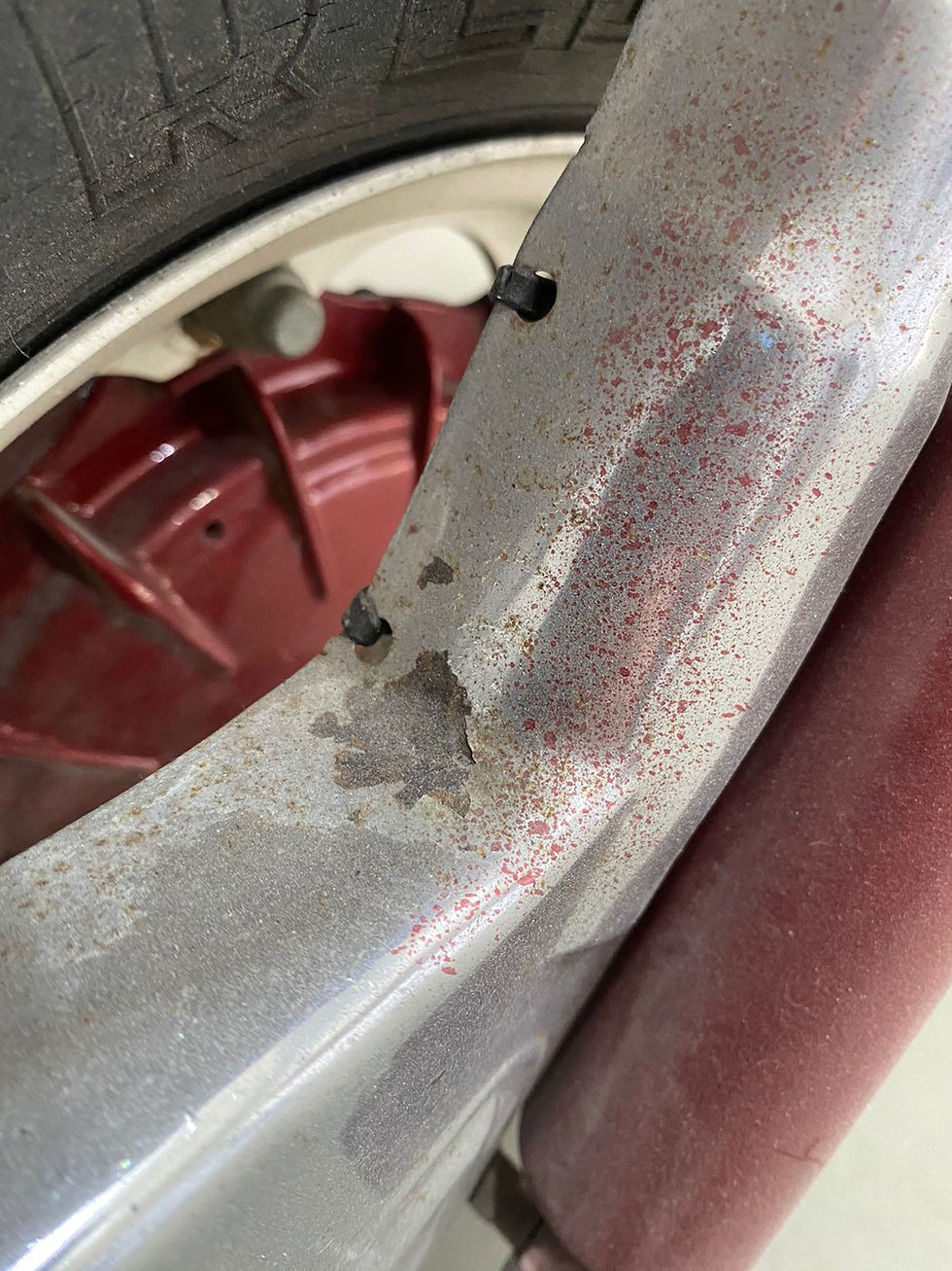 rust pitting detail on a 1972 lambretta scooter