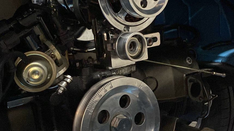 vw bus 1600 engine modification with chrome pulleys and alternator