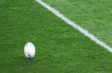 Ballon de rugby sur le terrain