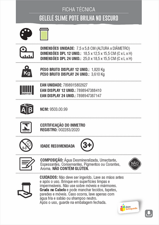 LAMINAS GELELÉ SLIME TORRE GLITTER 196 G