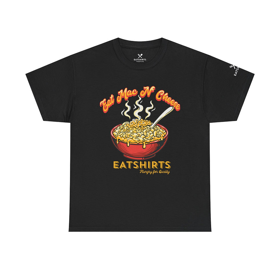Eat Mac N Cheese shirt black front design