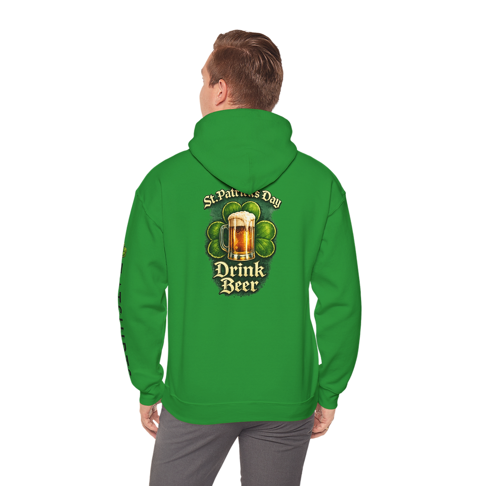 Green St. Patrick’s Day Drink Beer hoodie back design