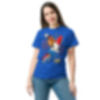 Thumbnail: Let's Go! T-Shirt – Women's front view in Royal Blue, rocket firework design center chest