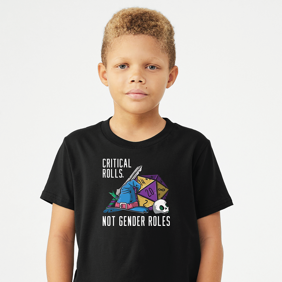 Thumbnail: Critical Rolls, Not Gender Roles Short Sleeve Tee (Youth)