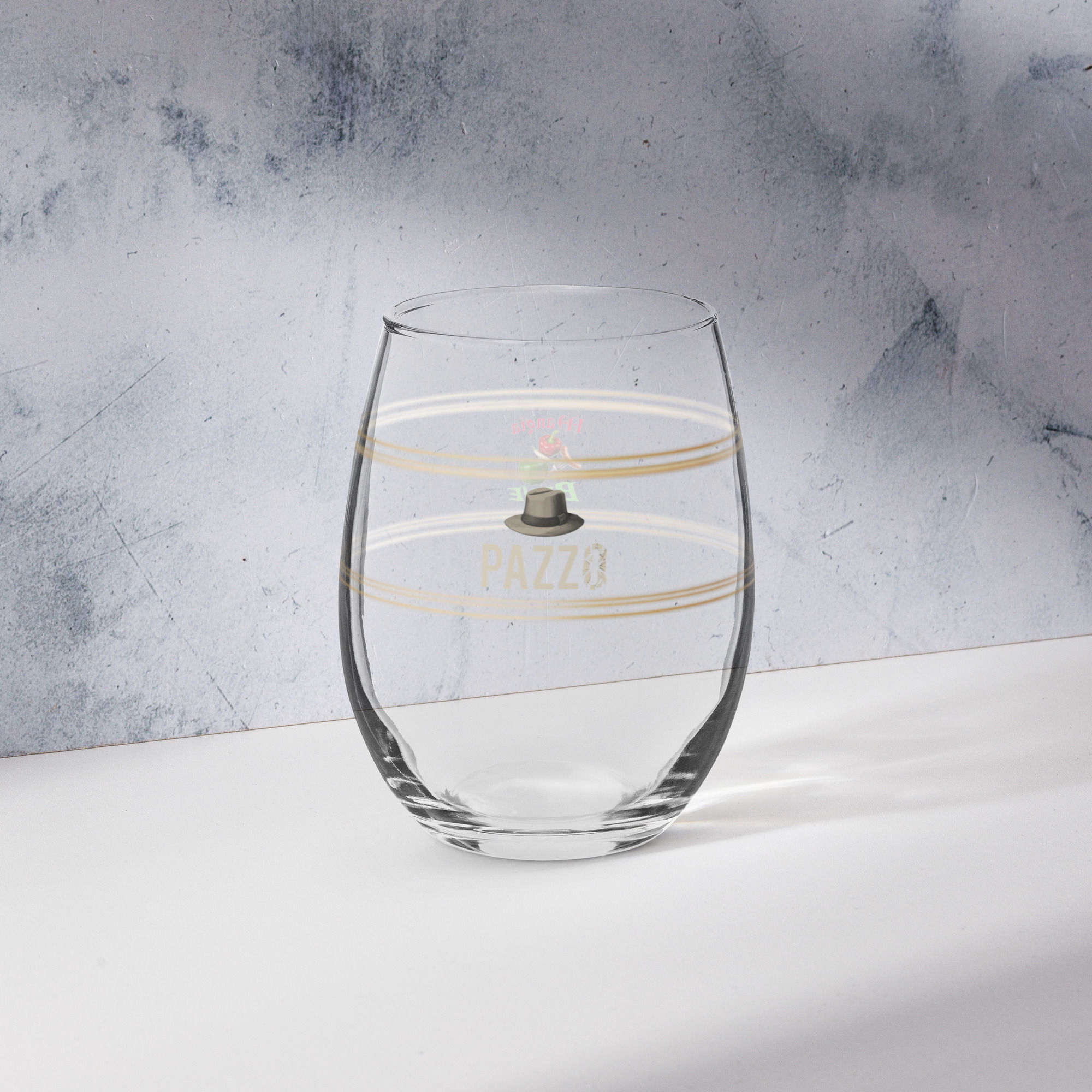 Pazzo Mangia Stemless wine glass