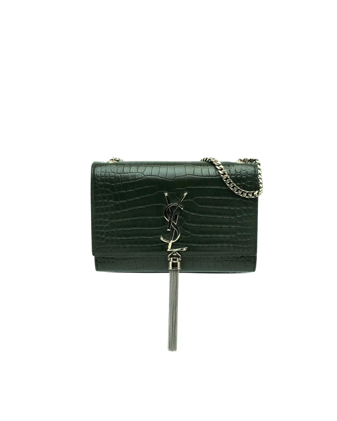 Saint Laurent Kate Tassel Chain Wallet- Green Crossbody Bags