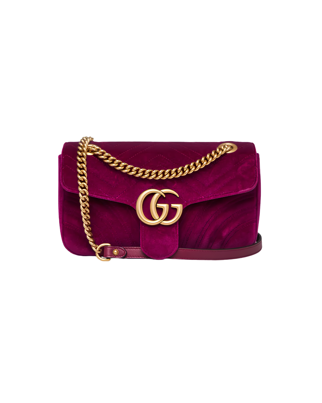 Gucci Purple Velvet GG Marmont Small Metelasse Shoulder Bag