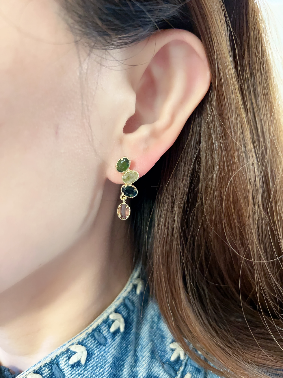 Thumbnail: Boucles d'oreilles HABAHA - courbés 4 pierres