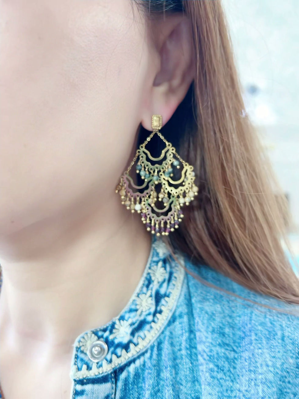 Thumbnail: Boucles d'oreilles HABAHA - 4 cercles  pampilles