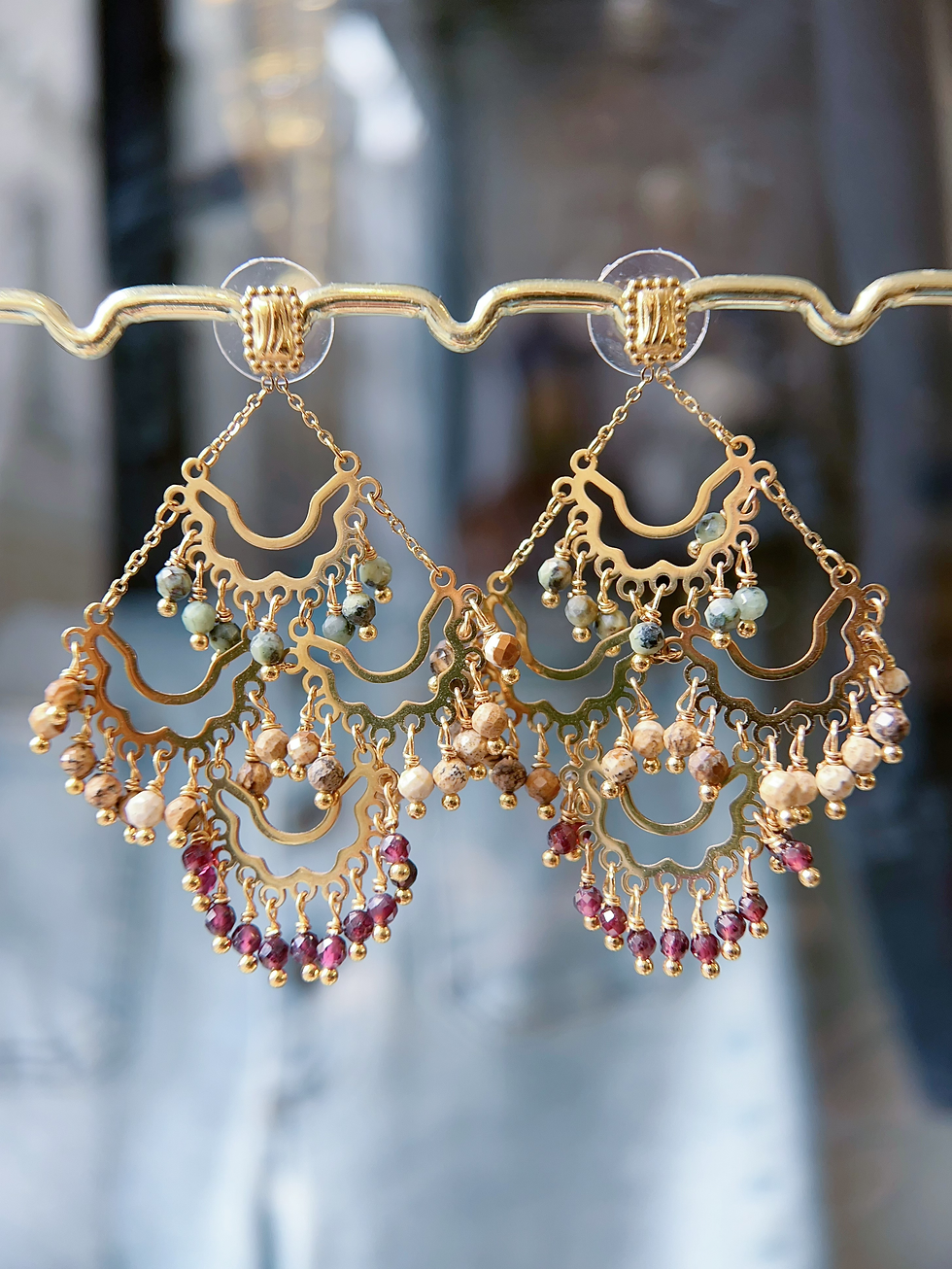 Thumbnail: Boucles d'oreilles HABAHA - 4 cercles  pampilles