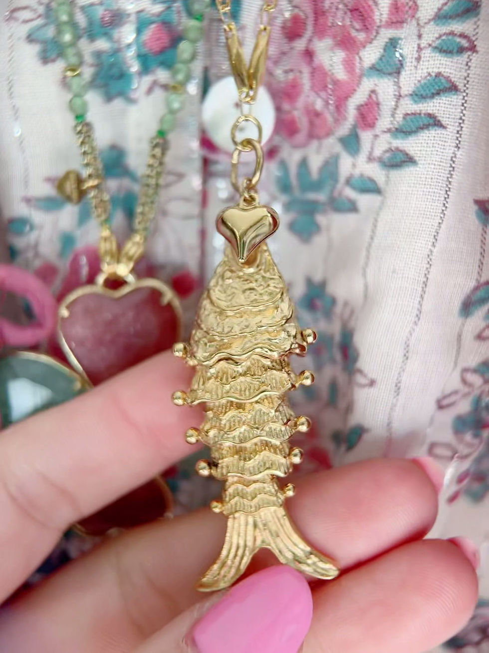 Miniature : Sautoir HABAHA - chaine poisson doré articulé