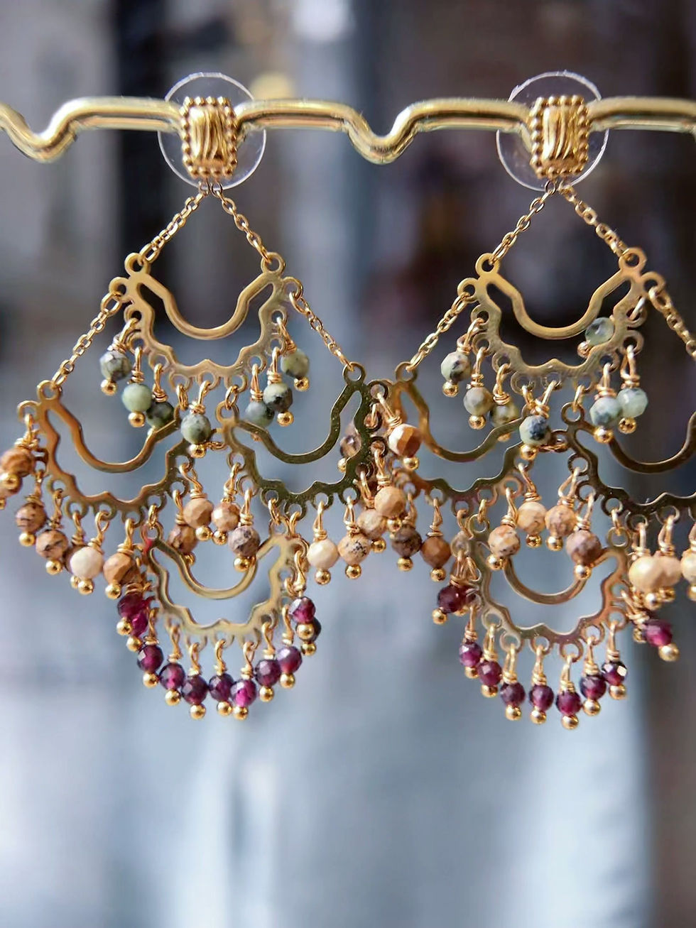 Thumbnail: Boucles d'oreilles HABAHA - 4 cercles  pampilles
