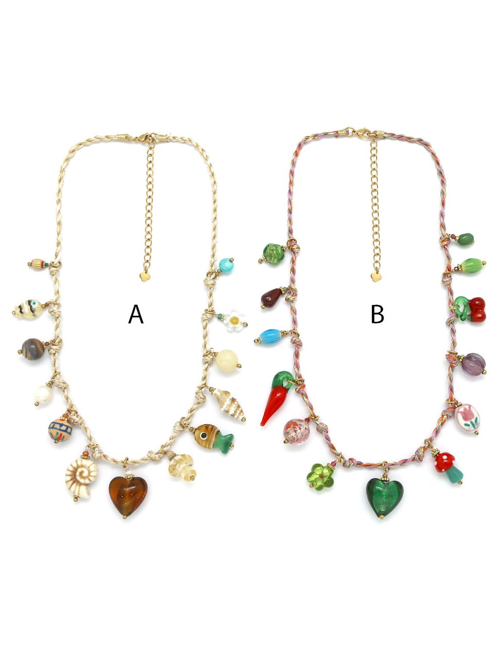 Thumbnail: Collier - HABAHA - cordon fil torsadé pampilles A/B