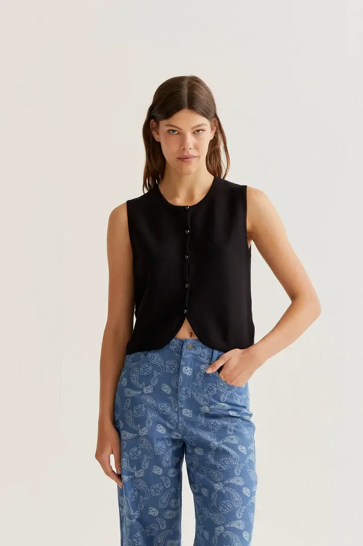 COMPANIA FANTASTICA - gilet noir en maille