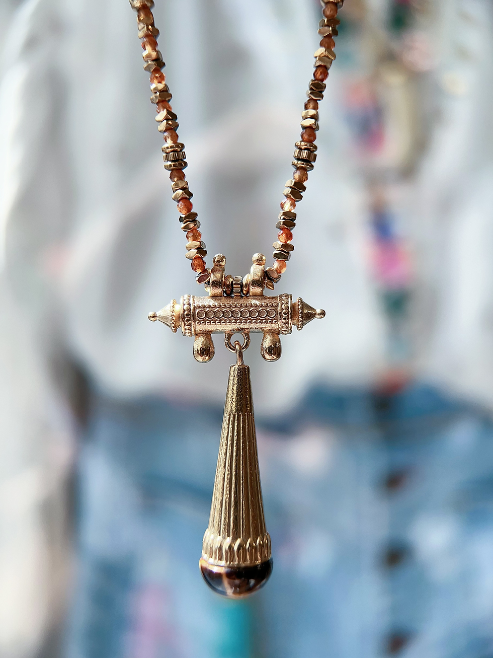 Thumbnail: Collier - Habaha Paris - Pierres perlé pendule & chance