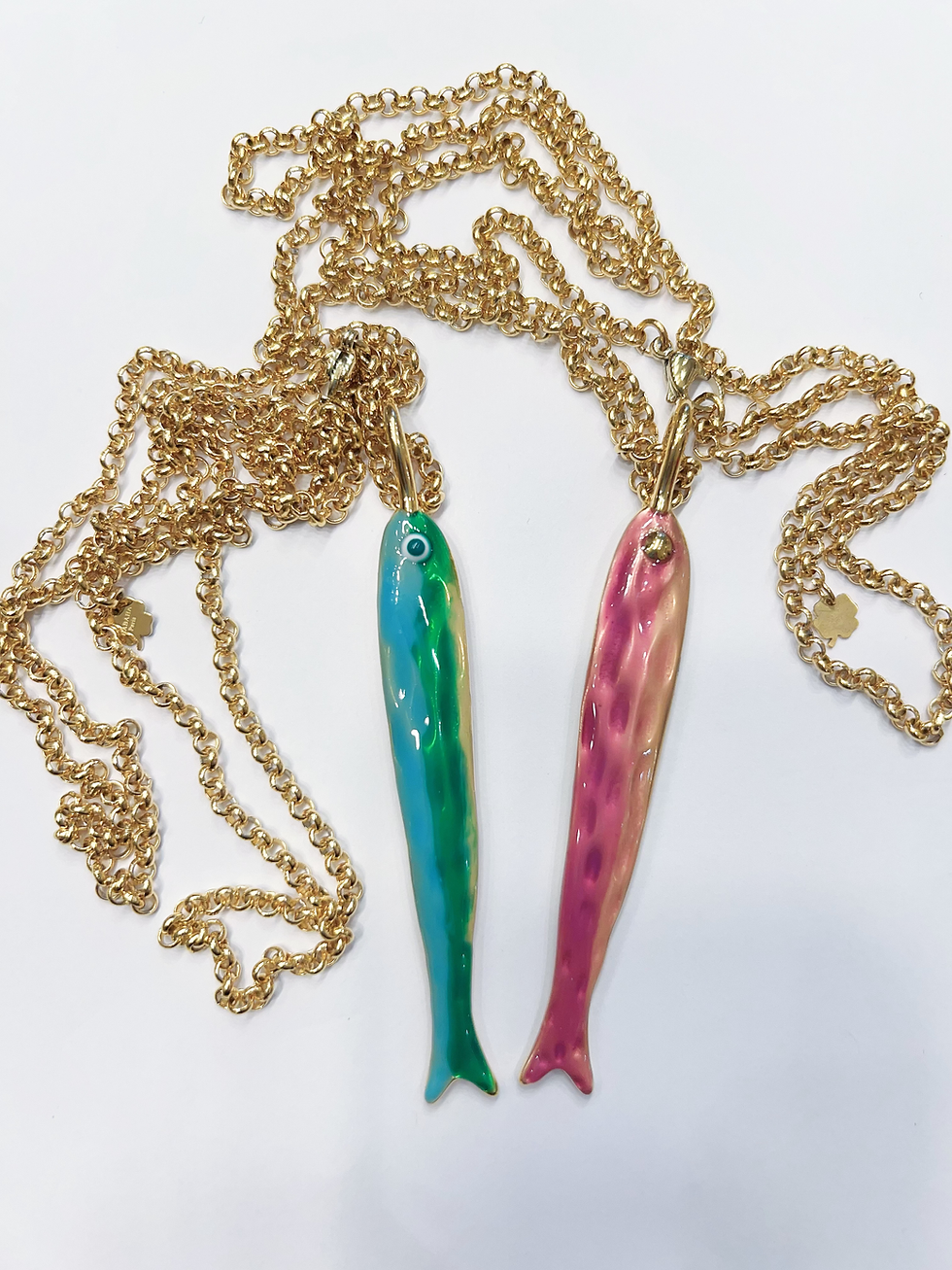 Miniature : Sautoir - HABAHA -maillon jaseron pendentif  poissons