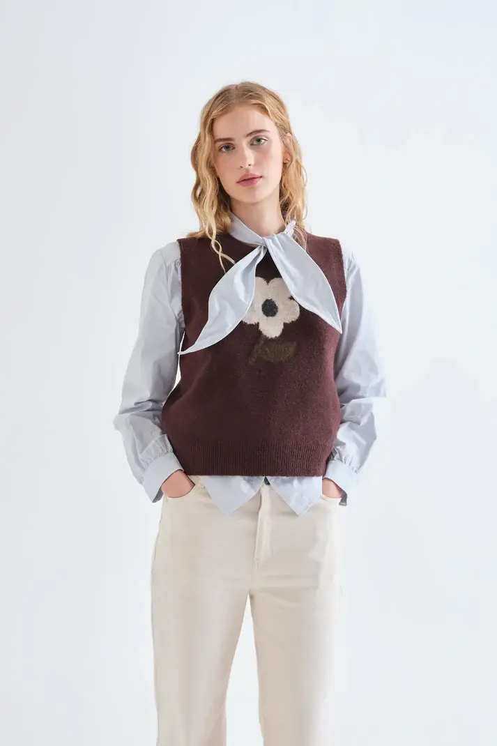 Thumbnail: COMPANIA FANTASTICA - Gilet en maille à motif grande fleur