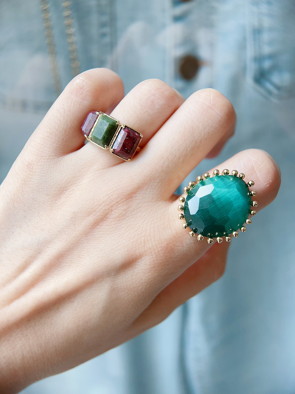 Thumbnail: Bague HABAHA - ovaloïde oeil de chat teinté