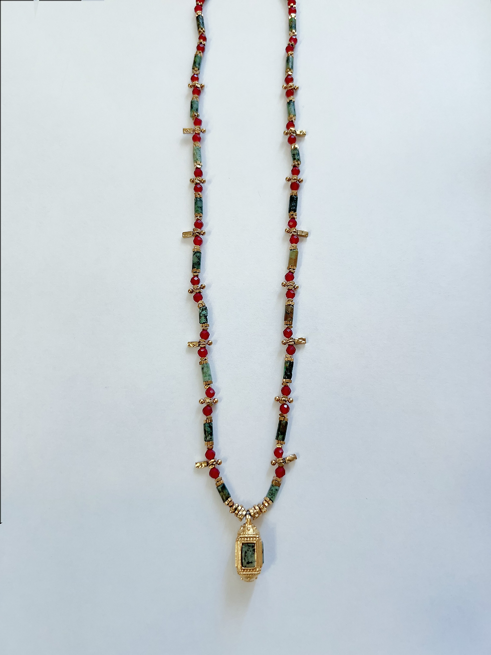 Miniature : Collier - HABAHA - pierres multi prisme turquoise african