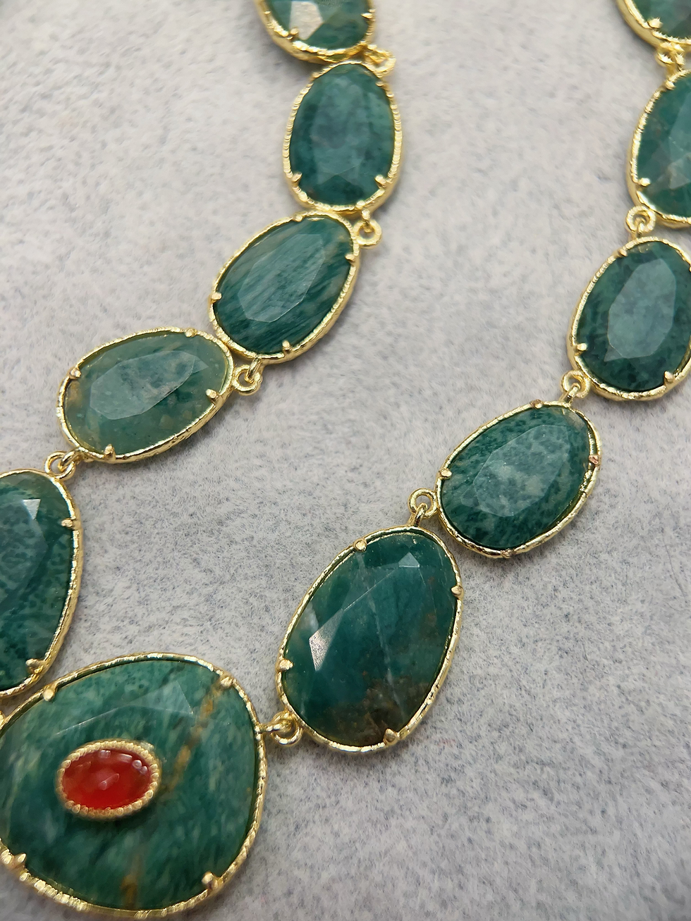 Miniature : Collier - Habaha Paris -  "all stone" 21 pierres ovale pendentif goutte d'eau