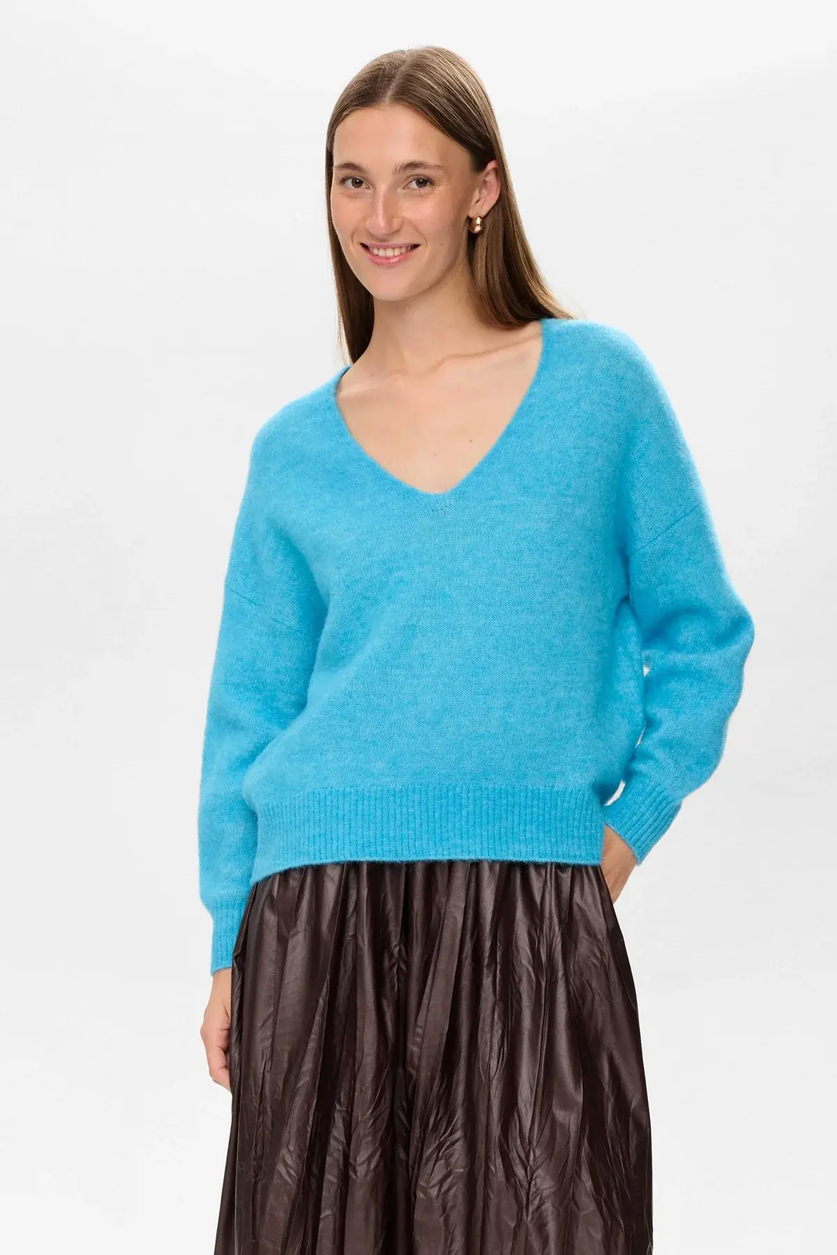 NUMPH NURIETTE V-NECK PULLOVER - Aquarius