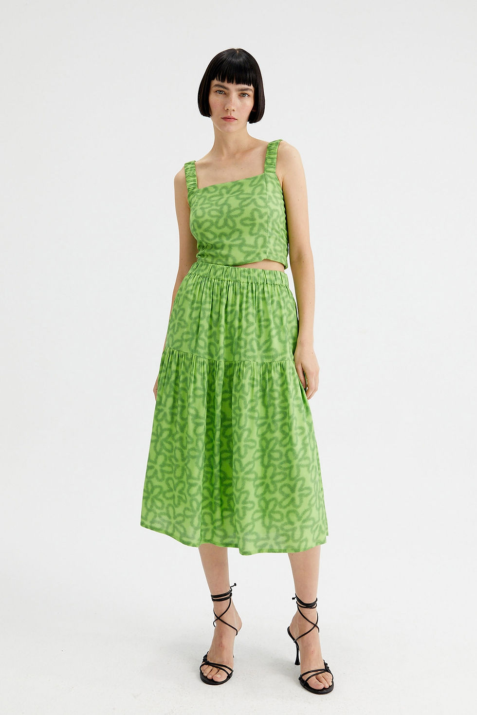 JUPE MIDI EN VISCOSE IMPRIMÉ FLORAL LENZING™ ECOVERO™