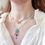 Miniature : Collier HABAHA - chaine perles d'eau pendentif Amazonite/Malachite/Tourmaline