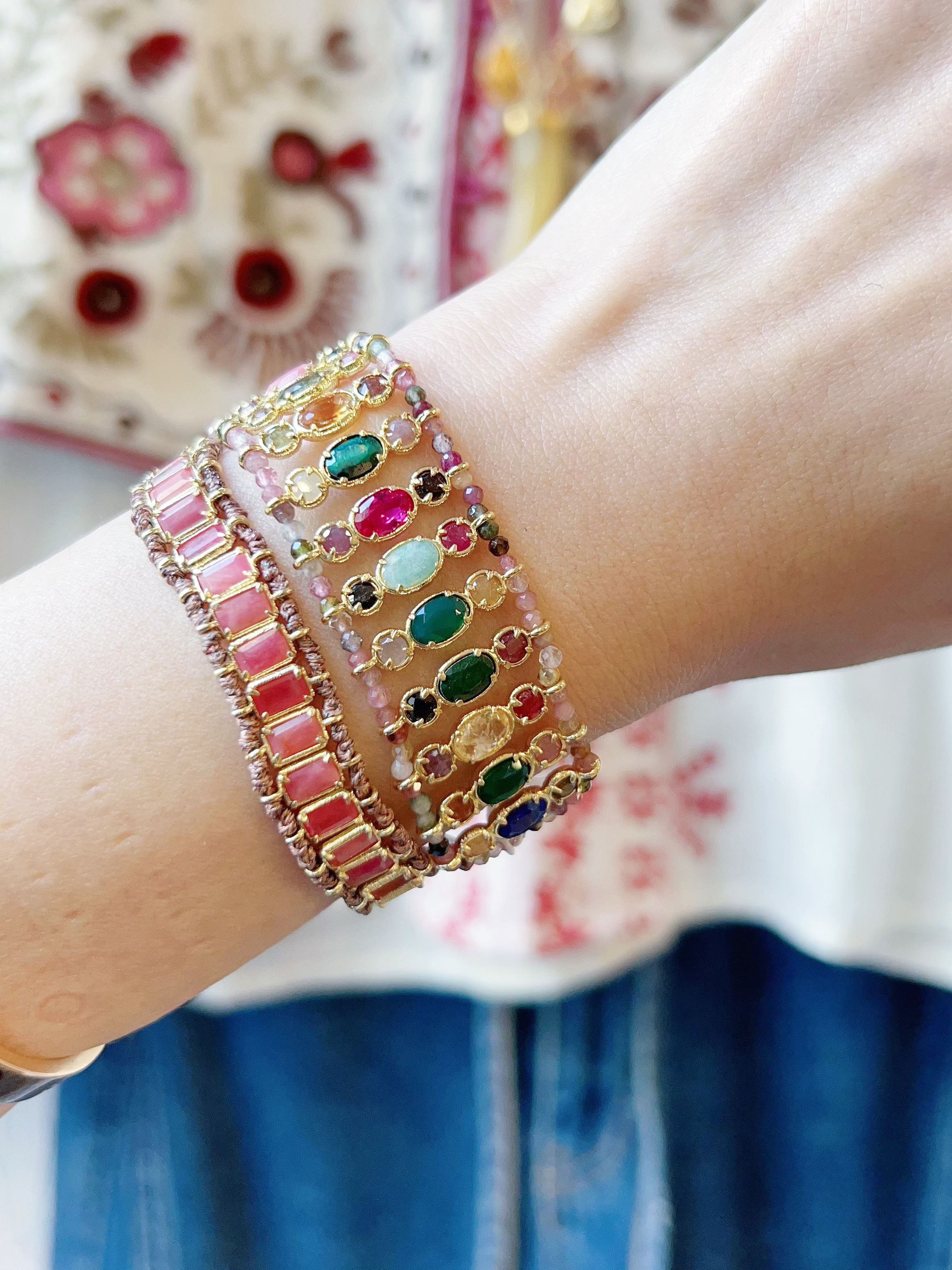 Bracelet HABAHA - manchette pierres multi