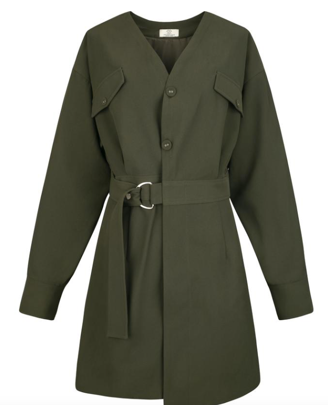 Thumbnail: KHAKI GREEN V-NECK WRAP DRESS