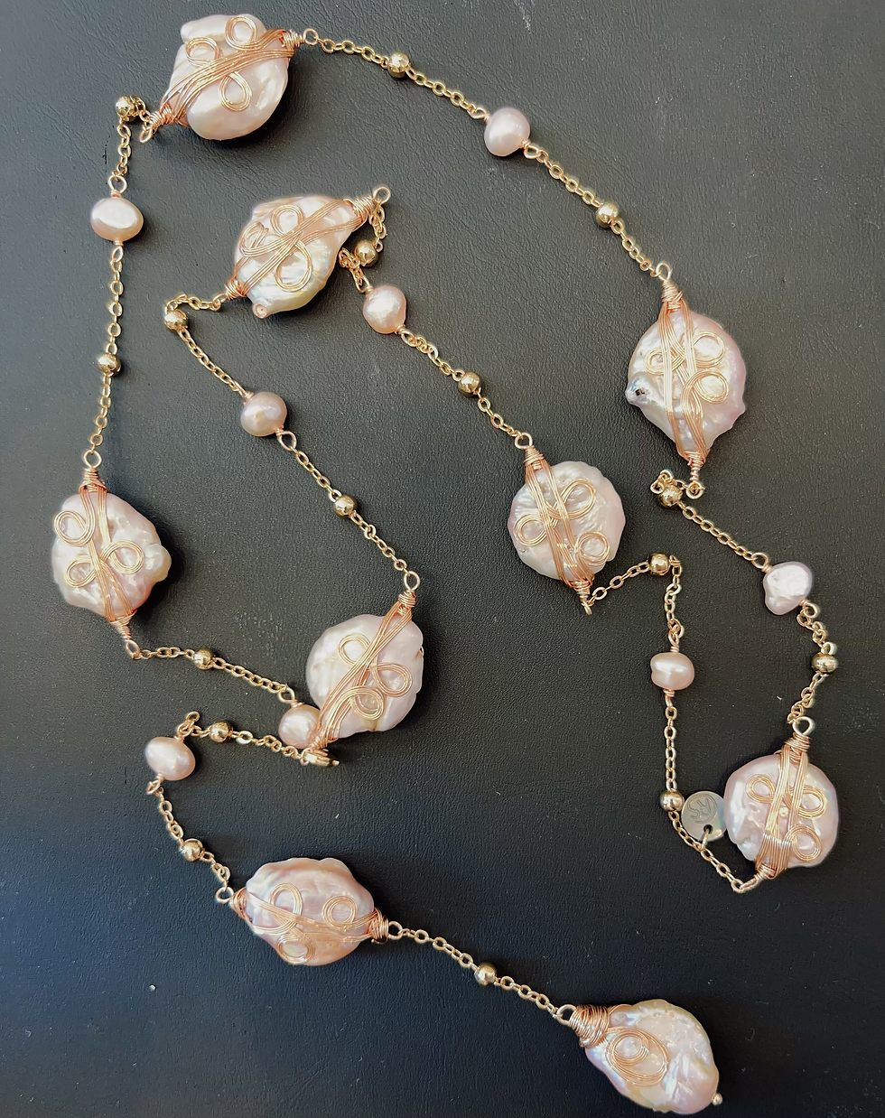Thumbnail: Collier - Habaha Paris - Sautoir chaine Perles D'eau douce baroques rose