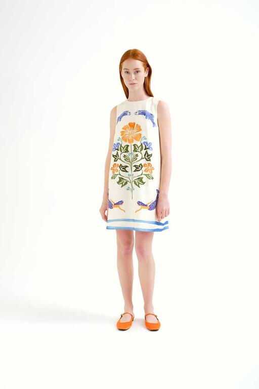 Thumbnail: COMPANIA FANTASTICA - Short dress with Palm &amp; Mermaid print