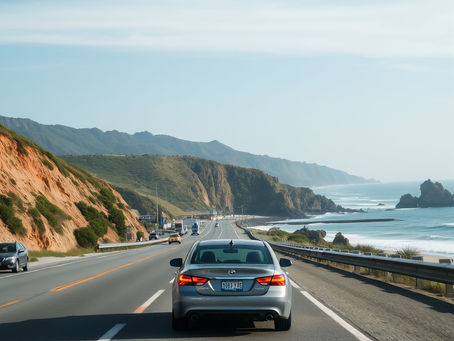 car driving near ocean