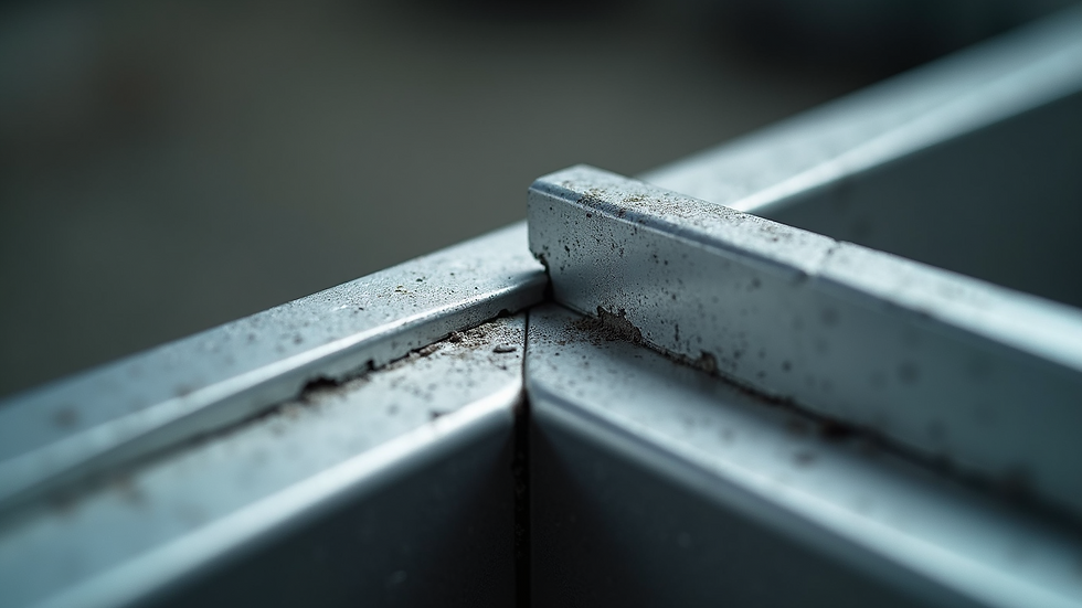 Close-up of aluminum frame corner with precise welding