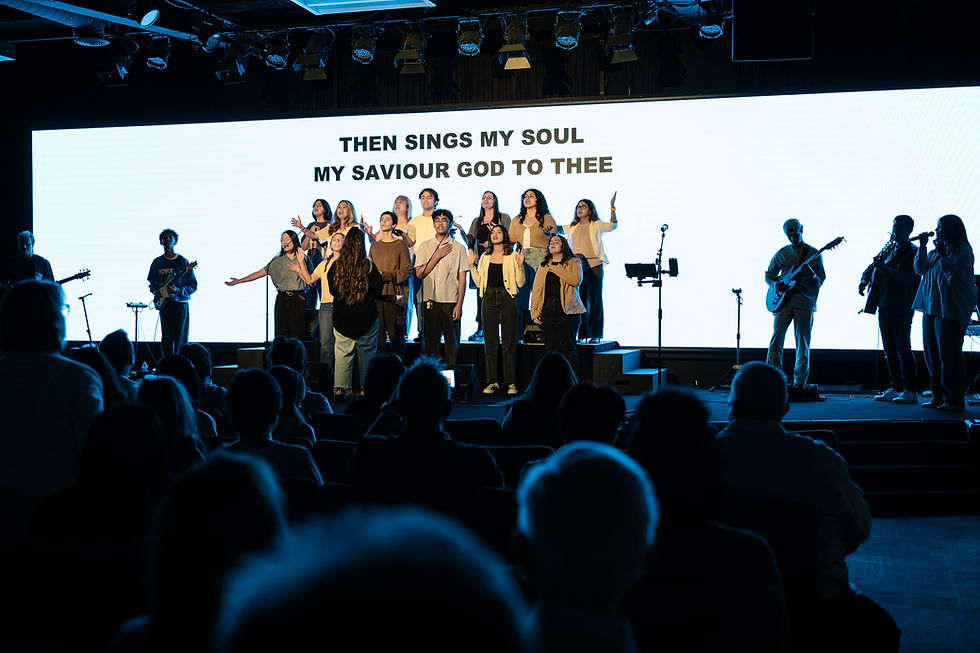 Church choir performing a song for the church service.