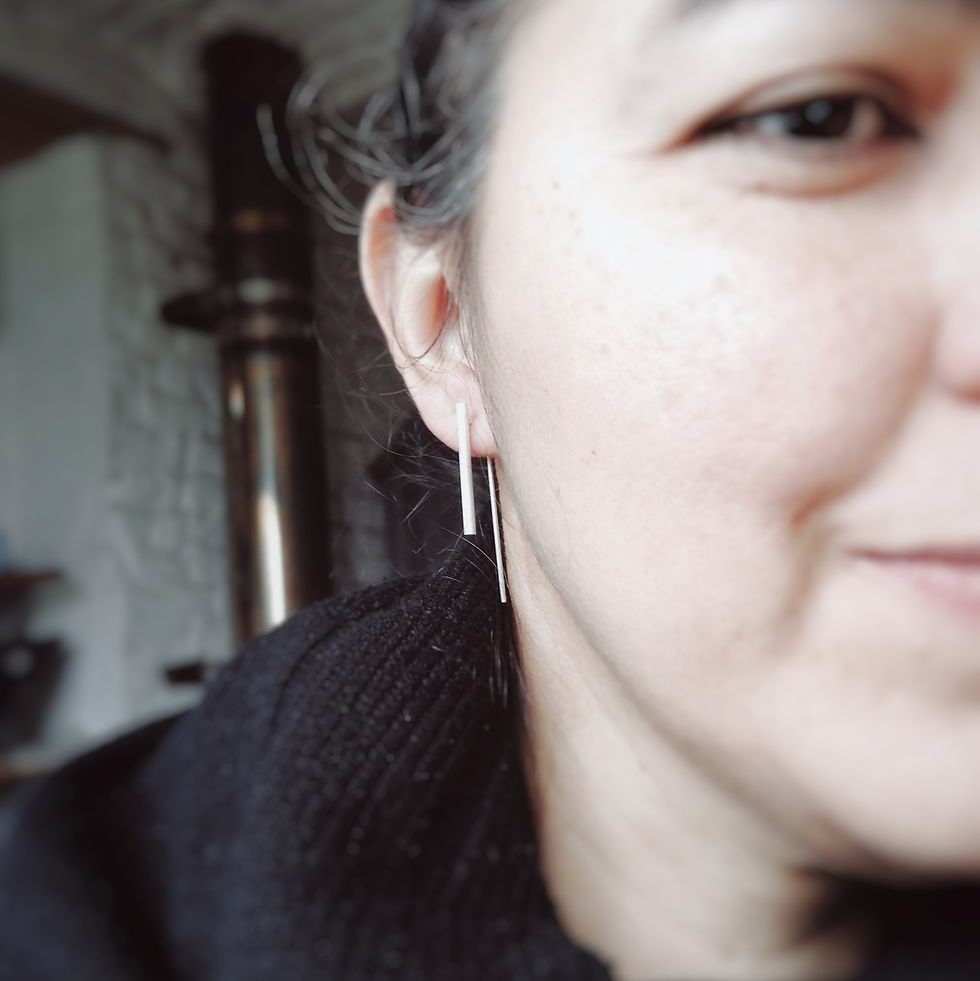 Thumbnail: Silver Earrings from the Tube Collection - matte silver finish